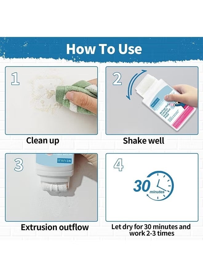 طلاء أبيض للجدران، أداة إصلاح الجدران بفرشاة صغيرة، طلاء لاتكس صديق للبيئة مع فرشاة صغيرة، أساسه مائي، غير سام، الخيار الأمثل لإزالة بقع الجدران - Image 4